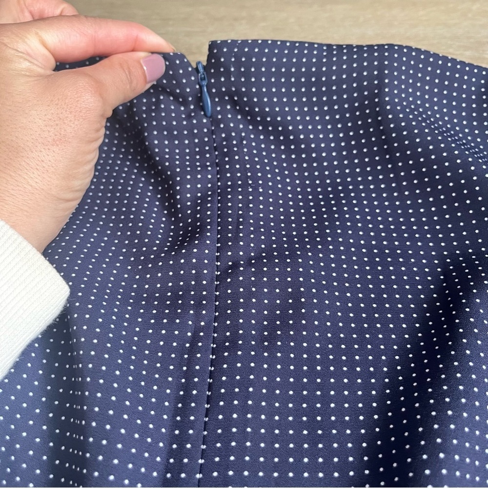 J. Crew Mercantile Navy Blue & White Polka Dot Short Sleeve Mini Dress SZ 6 - Picture 10 of 11